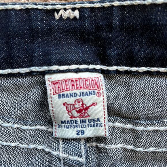 True Religion Billy Heritage Big T Jeans Women's Sz 29 Blue Dark Wash Denim USA - Picture 5 of 13